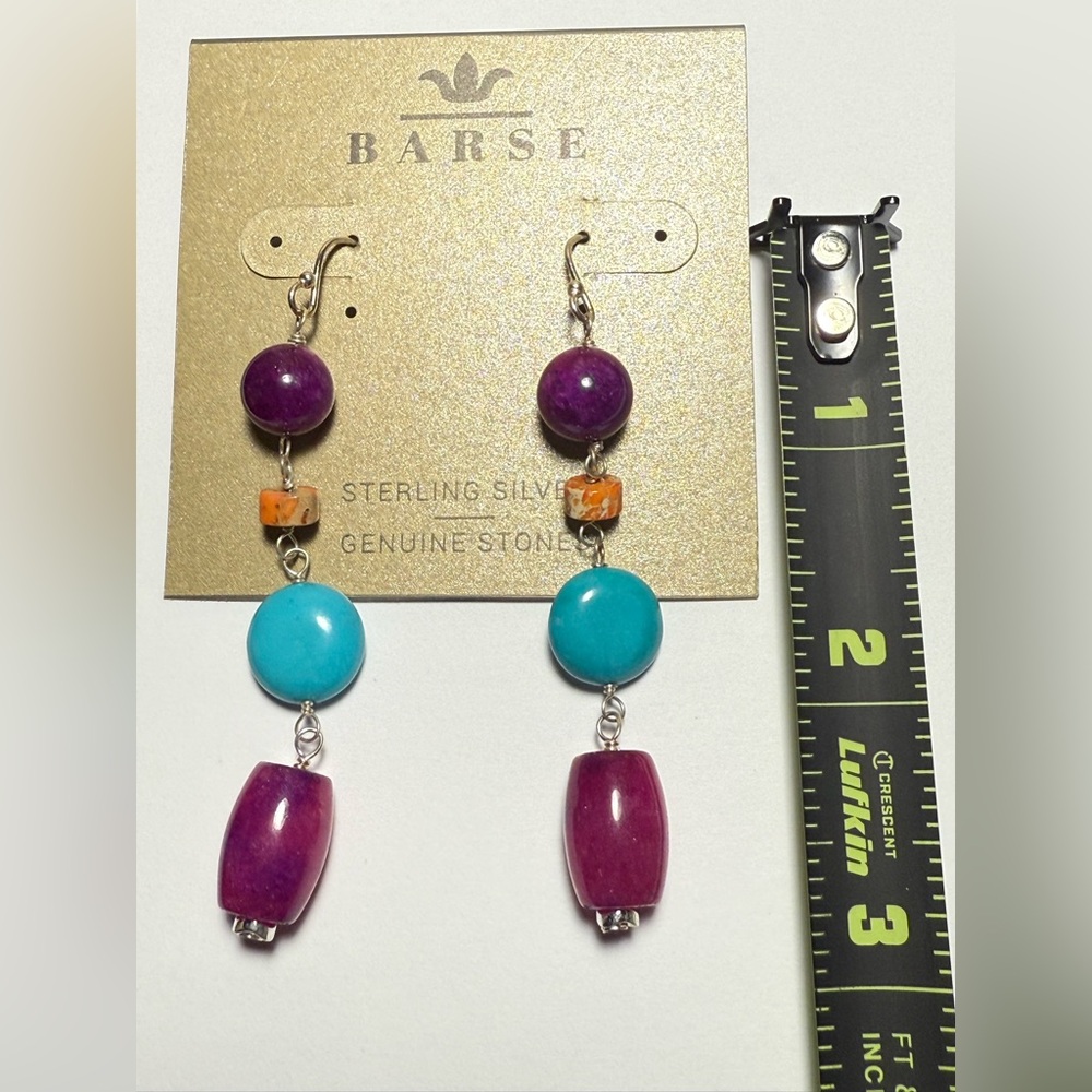 Studio Barse Purple, Turquoise, and Orange Earrings - Picture 3 of 4